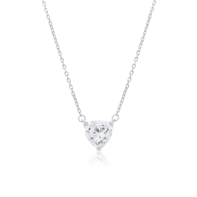 Sterling Silver Rhodium Plated Moissanite Heart Pendant Adjustable Necklace