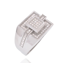 Load image into Gallery viewer, Sterling Silver Rhodium Plated Square Top Moissanite Pave Men's Statement Ring