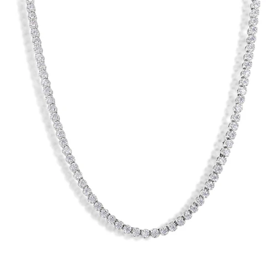 Sterling Silver Rhodium Plated 4mm Moissanite Stone Tennis Bracelet