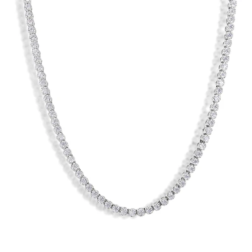 Sterling Silver Rhoidum Plated Moissanite Stone Tennis 3mm Necklace