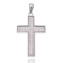 Load image into Gallery viewer, Sterling Silver Rhodium Plated Moissanite Iced Out Cross Hip Hop Pendant