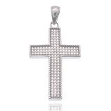 Sterling Silver Rhodium Plated Moissanite Iced Out Cross Hip Hop Pendant
