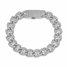 Load image into Gallery viewer, Sterling Silver Rhodium Plated Moissanite Cuban Link Bracelet