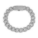 Sterling Silver Rhodium Plated Moissanite Cuban Link Bracelet