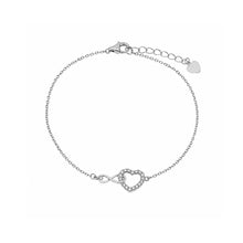 Load image into Gallery viewer, Sterling Silver Rhodium Plated Moissanite Open Heart Infinity Bracelet
