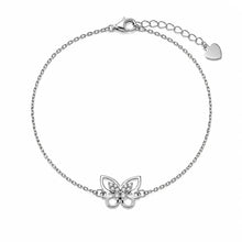 Load image into Gallery viewer, Sterling Silver Rhodium Plated Moissanite Flutter Butterfly Bracelet