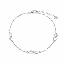 Load image into Gallery viewer, Sterling Silver Rhodium Plated Moissanite Infinity Charms Bracelet
