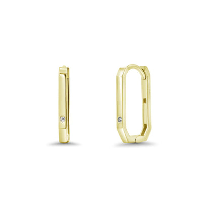 Sterling Silver Gold Plated Moissanite Geometric Rectangular Hoop Earrings
