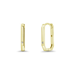 Sterling Silver Gold Plated Moissanite Geometric Rectangular Hoop Earrings