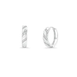 Sterling Silver Rhodium Plated Moissanite Pave Accents Hoop Earrings