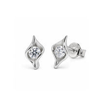 Load image into Gallery viewer, Sterling Silver Rhodium Plated Moissanite Wave Swirl Stud Earrings