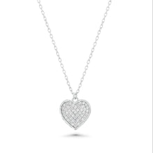 Load image into Gallery viewer, Sterling Silver Rhodium Plated Moissanite Heart Studded Adjustable Necklace