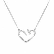 Load image into Gallery viewer, Sterling Silver Rhodium Plated Moissanite Open Heart Necklace