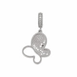 Sterling Silver Rhodium Plated Moissanite Honeycomb Butterfly Pendant
