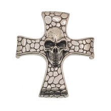 Load image into Gallery viewer, Sterling Silver Oxidized Antiqued Textured Skull Cross Pendant