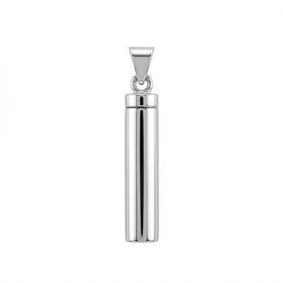 Sterling Silver High Polished Large Cylinder Memorial Screw Top Bail Pendant