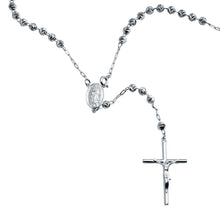 Load image into Gallery viewer, Sterling Silver High Polished 6mm Diamond V Cut Beads Rosary Necklace