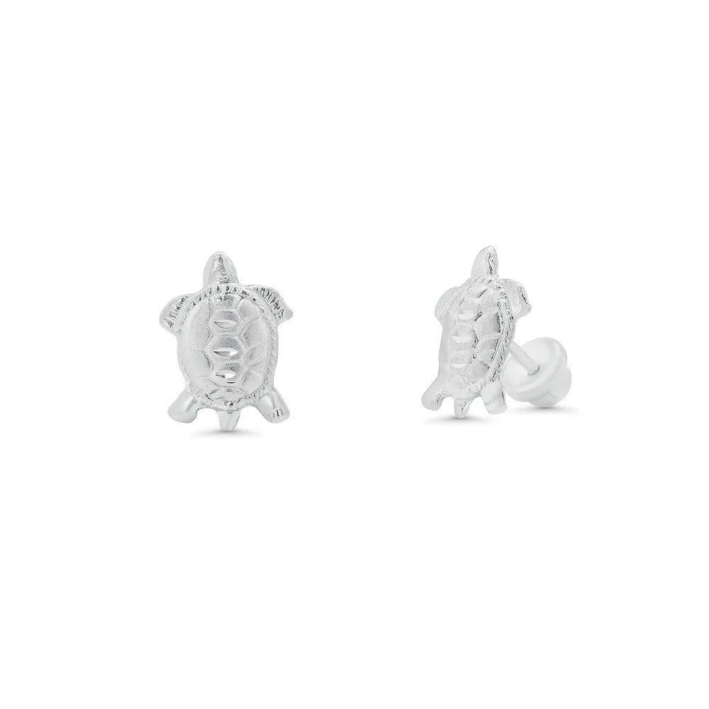 Sterling Silver High Polished Large Turtle Earrings