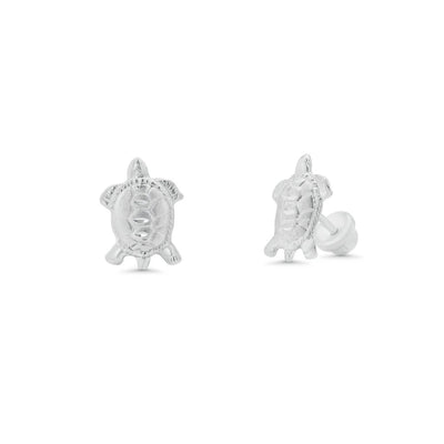 Sterling Silver High Polished Large Turtle Earrings