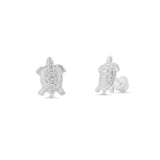 Sterling Silver High Polished Large Turtle Earrings