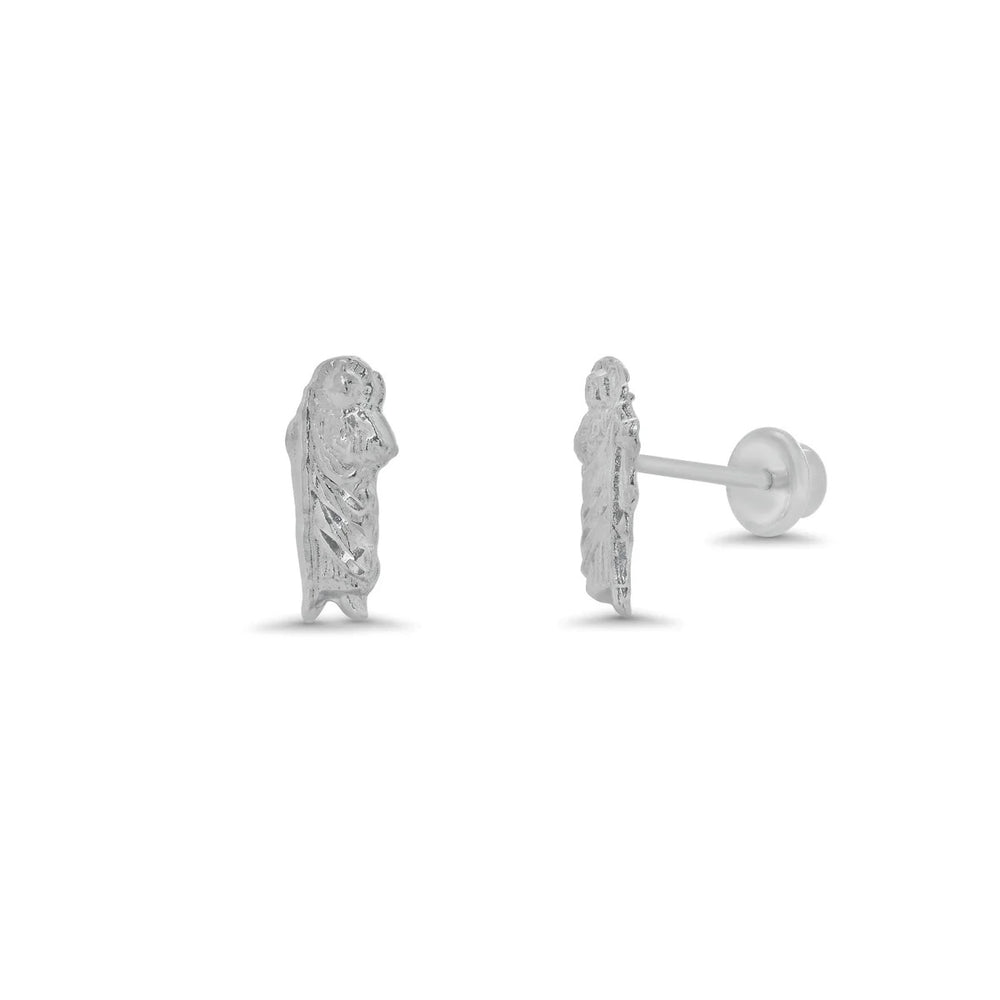Sterling Silver High Polished Small Saint Jude Earrings