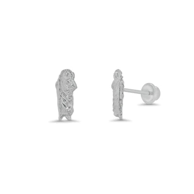Sterling Silver High Polished Small Saint Jude Earrings