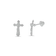 Load image into Gallery viewer, Sterling Silver High Polished Crucifix Earrings