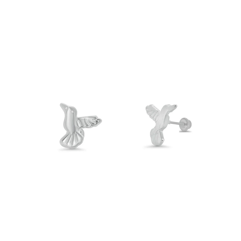 Sterling Silver High Polished Hummingbird Earrings
