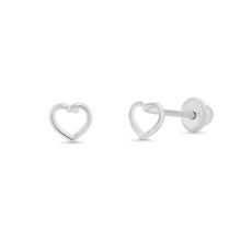 Load image into Gallery viewer, Sterling Silver High Polished Heart Silhouette Earrings