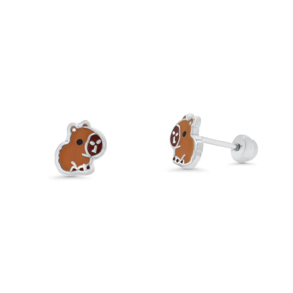Sterling Silver High Polished Capybara Earrings