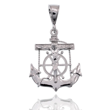 Load image into Gallery viewer, Sterling Silver Rhodium Plated Nautical Anchor Crucifix Pendant