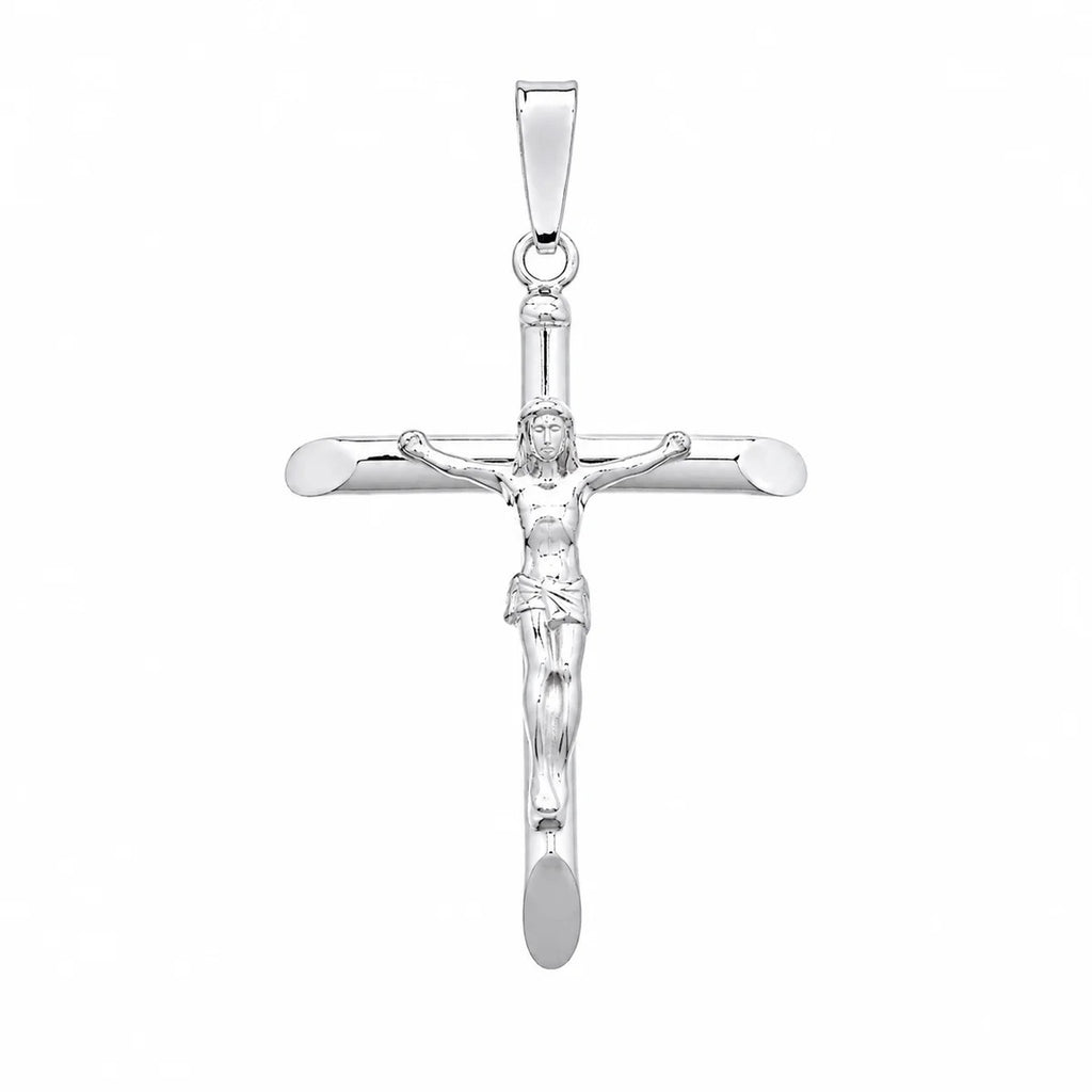 Sterling Silver Rhodium Plated Soldered Bail Cross Pendant