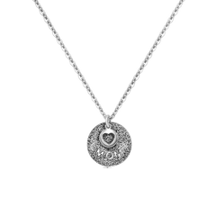 Sterling Silver Rhodium Plated Super Mom and Heart Cutout Necklace Pendant