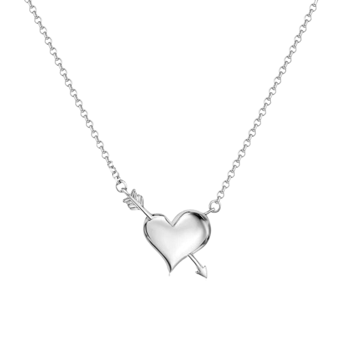 Sterling Silver Rhodium Plated Valentine Heart Necklace Pendant