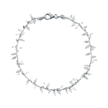 Load image into Gallery viewer, Sterling Silver Nickel Free Rhodium Plated Leaves Link Bracelet