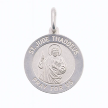Load image into Gallery viewer, Sterling Silver High Polished Sandblasted Saint Jude Pendant