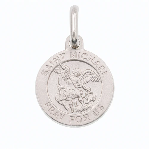 Sterling Silver High Polished Sandblasted Saint Michael Pendant
