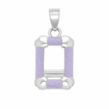 Load image into Gallery viewer, Sterling Silver Rhodium Plated Dainty Purple Glitter Enamel Picture Frame Charm Pendant