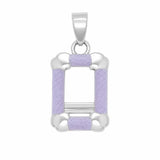 Sterling Silver Rhodium Plated Dainty Purple Glitter Enamel Picture Frame Charm Pendant