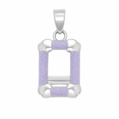 Sterling Silver Rhodium Plated Dainty Purple Glitter Enamel Picture Frame Charm Pendant