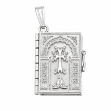 Load image into Gallery viewer, Sterling Silver High Polish Medium Armenian Bible Pendant