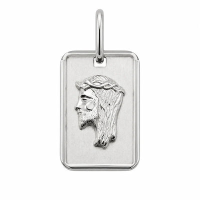 Sterling Silver Jesus Profile Rectangle Pendant