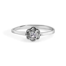 Load image into Gallery viewer, Sterling Silver Rhodium Plated Diamond Dainty Birthstone Ring