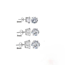 Load image into Gallery viewer, Sterling Silver Rhodium Plated Round Clear CZ Stud Earrings