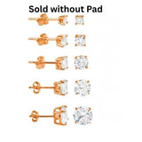 Sterling Silver Rose Gold Plated Round Basket Clear CZ Stud Earring