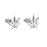 Sterling Silver Rhodium Plated Cannabis Stud Earrings