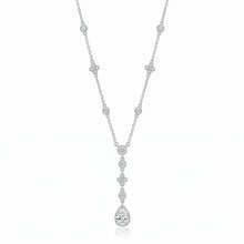 Load image into Gallery viewer, Sterling Silver Rhodium Plated Bezel And Teardrop Dangle Necklace
