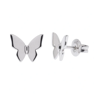 Sterling Silver Rhodium Plated Butterfly Stud Earrings