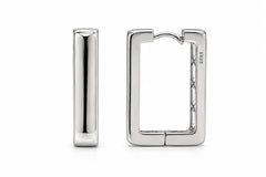 Sterling Silver Rhodium Plated Square Hoop Earrings