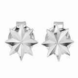 Sterling Silver Rhodium Plated Diamond Cut Starburst Stud Earrings